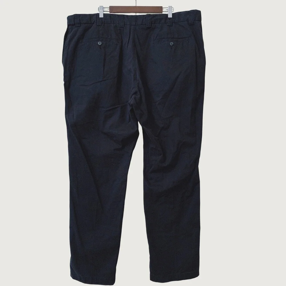 HB Harbor Bay Chino Waist-Relaxer Pants Men 46x32 Black Straight Leg Flat Front